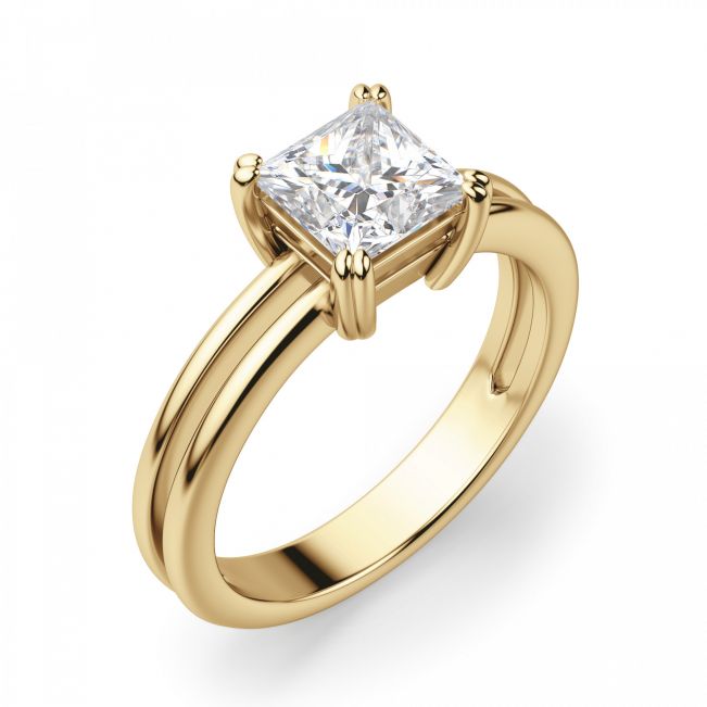 Кольцо золотое двойное с бриллиантом Принцесса - Фото 1