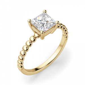 Золотое кольцо из шариков с бриллиантом Принцесса - Фото 1