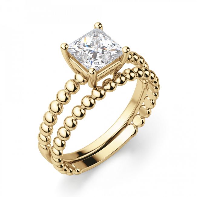 Золотое кольцо из шариков с бриллиантом Принцесса - Фото 2