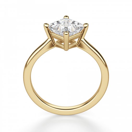 Кольцо с перевернутым квадратным бриллиантом из желтого золота,  Больше Изображение 4