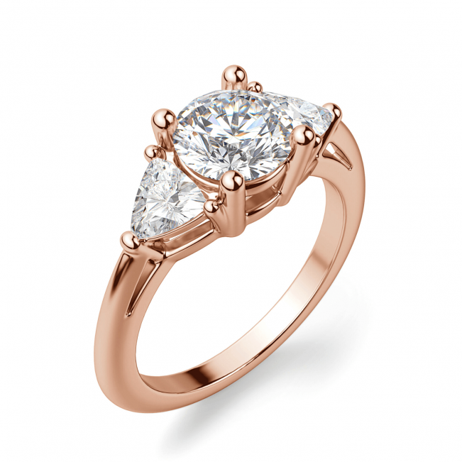 Кольцо с 3 бриллиантами из розового золота - Фото 2