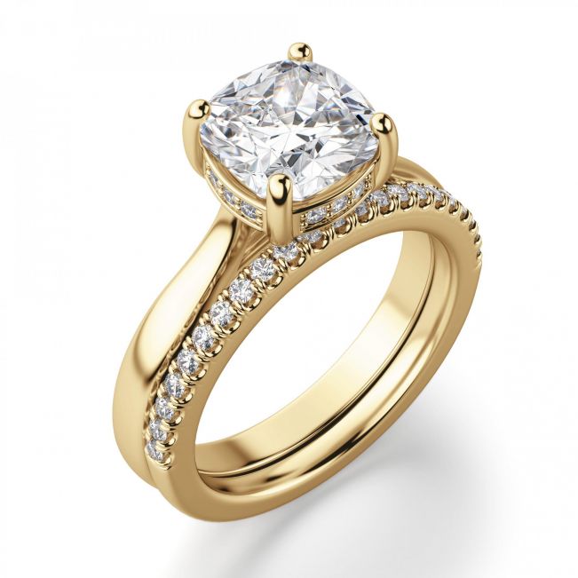 Золотое кольцо с бриллиантом Кушон из золота - Фото 2