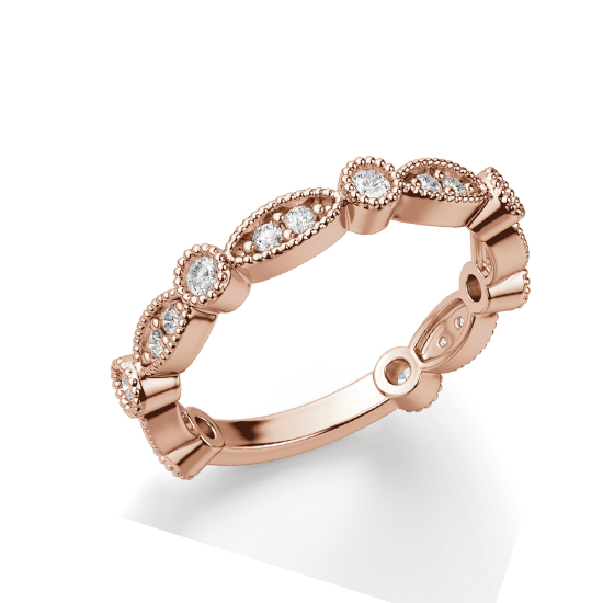 Ажурное кольцо дорожка с бриллиантами из розового золота, Больше Изображение 1