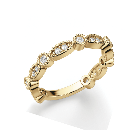 Ажурное кольцо дорожка с бриллиантами из золота