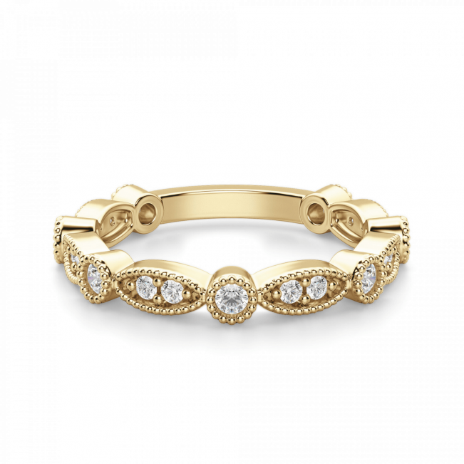 Ажурное кольцо дорожка с бриллиантами из золота - Фото 2