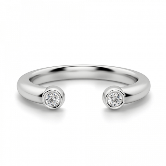 Обручальное кольцо с двумя бриллиантами,  Больше Изображение 3