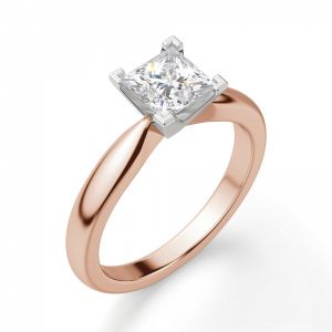 Кольцо с бриллиантом Принцесса из розового золота - Фото 2