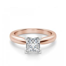 Кольцо с бриллиантом Принцесса из розового золота