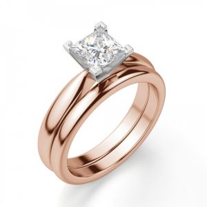 Кольцо с бриллиантом Принцесса из розового золота - Фото 3