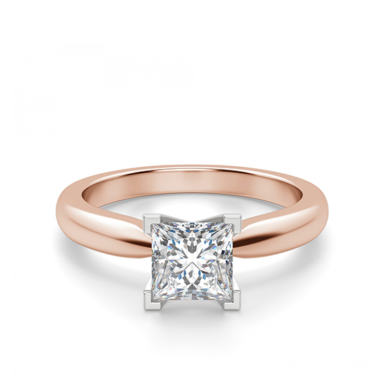 Кольцо с бриллиантом Принцесса из розового золота, Больше Изображение 1