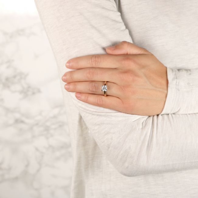 Кольцо с бриллиантом Принцесса из розового золота - Фото 4