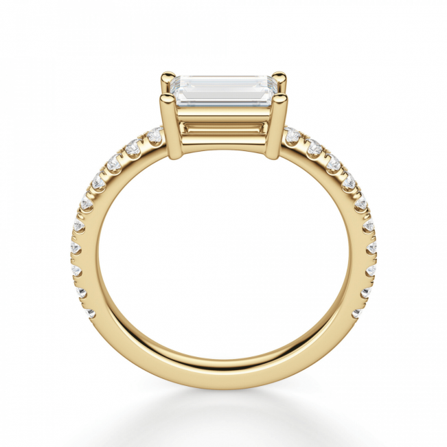 Горизонтальное кольцо с бриллиантом эмеральд - Фото 1