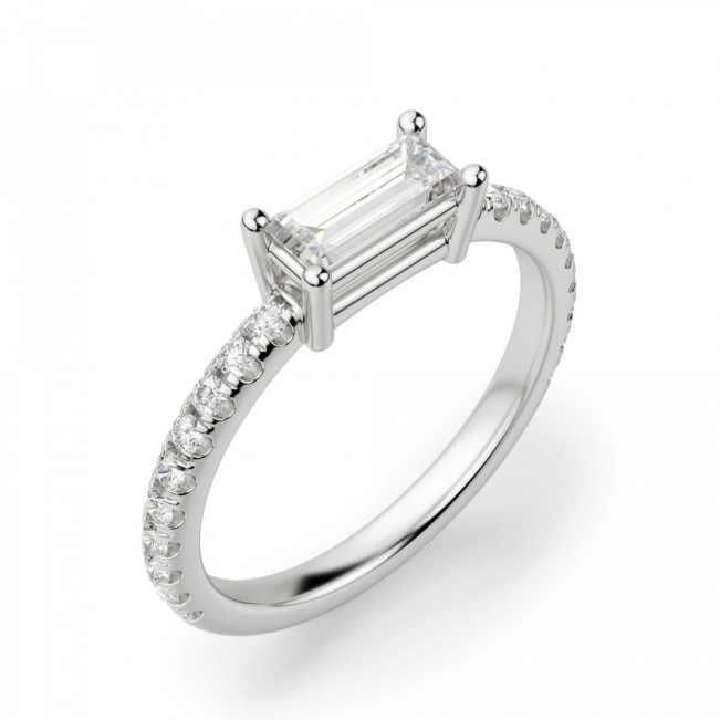 Тонкое кольцо с бриллиантом эмеральд - Фото 2