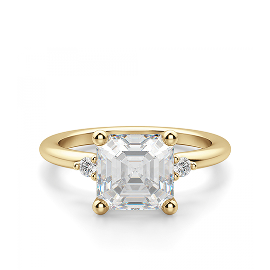 Кольцо с бриллиантом «ашер» из желтого золота