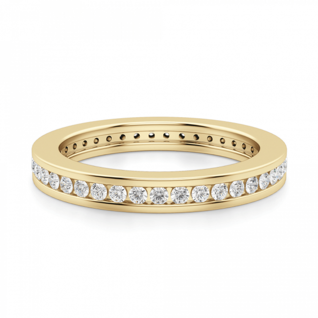 Кольцо дорожка с бриллиантами из желтого золота - Фото 2