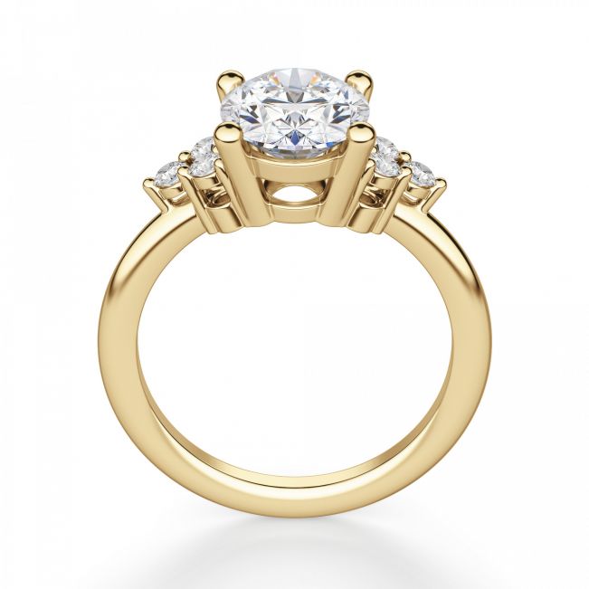 Кольцо из золота с овальным бриллиантом и 6 боковыми - Фото 2