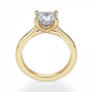 Кольцо с бриллиантом принцесса 1 карат из желтого золота - Фото 2