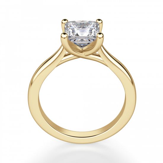 Кольцо с бриллиантом 0.3 кт Принцесса из желтого золота,  Больше Изображение 4