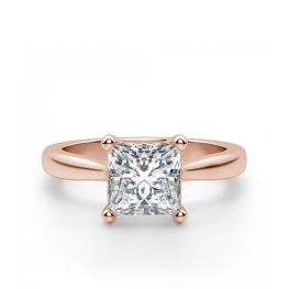 Кольцо с бриллиантом принцесса в розовом золоте