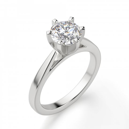 Кольцо с бриллиантом для помолвки из белого золота,  Больше Изображение 3