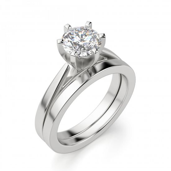 Кольцо с бриллиантом для помолвки из белого золота,  Больше Изображение 4