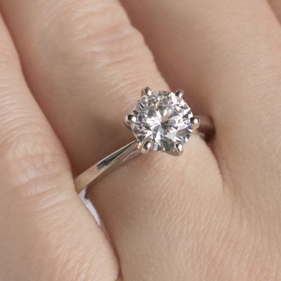Кольцо с бриллиантом для помолвки из белого золота,  Больше Изображение 6