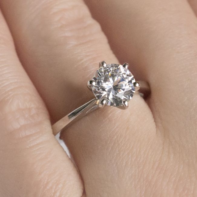 Кольцо с бриллиантом для помолвки из белого золота - Фото 5