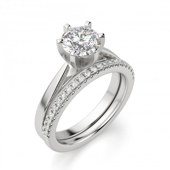 Кольцо с бриллиантом для помолвки из белого золота,  Больше Изображение 5