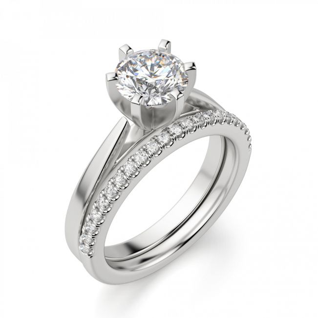 Кольцо с бриллиантом для помолвки из белого золота - Фото 4