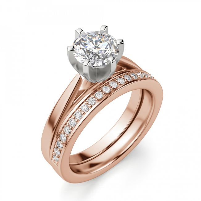 Кольцо с бриллиантом для помолвки из розового золота - Фото 5