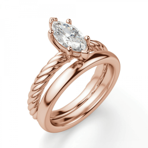 Кольцо с бриллиантом маркиз в розовом золоте - Фото 3