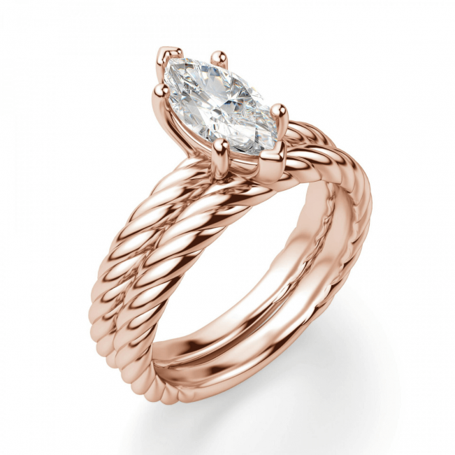Кольцо с бриллиантом маркиз в розовом золоте - Фото 4