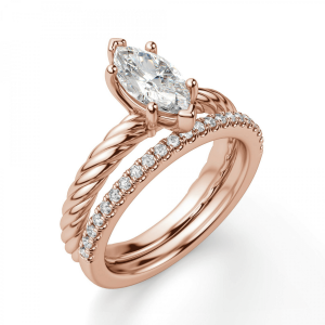 Кольцо с бриллиантом маркиз в розовом золоте - Фото 5