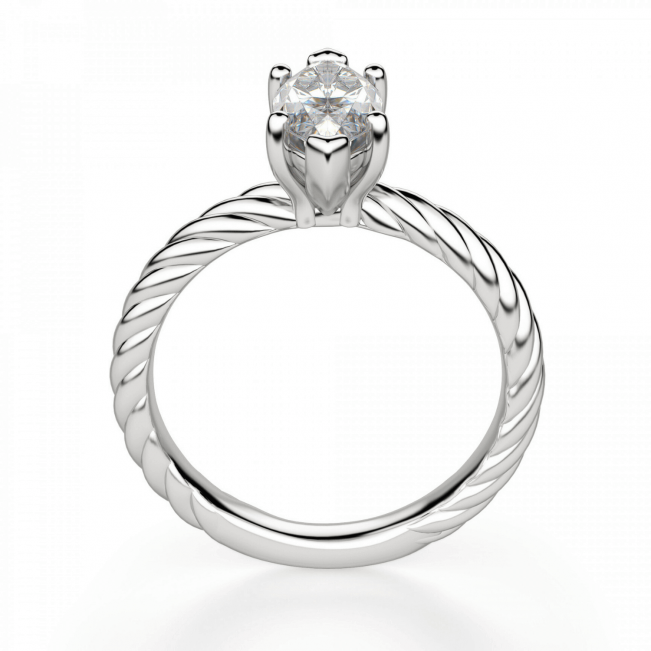 Кольцо с бриллиантом маркиз из белого золота - Фото 1