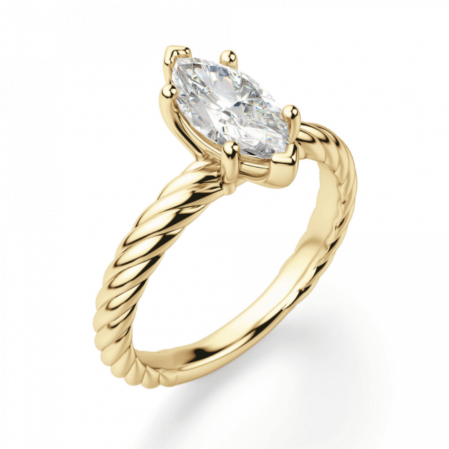 Кольцо с бриллиантом маркиз из золота - Фото 2