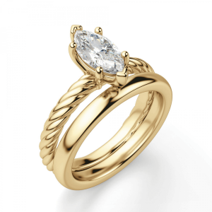Кольцо с бриллиантом маркиз из золота - Фото 3