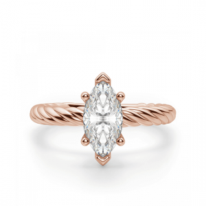 Кольцо с бриллиантом маркиз в розовом золоте