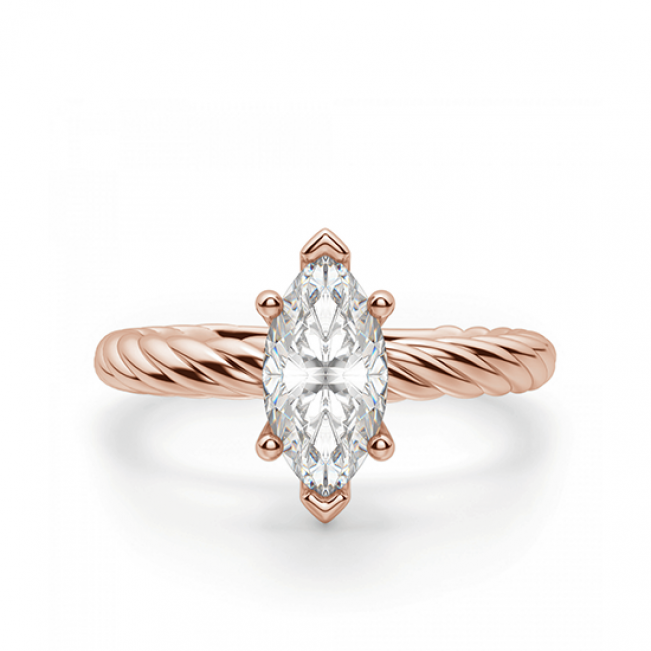 Кольцо с бриллиантом маркиз в розовом золоте