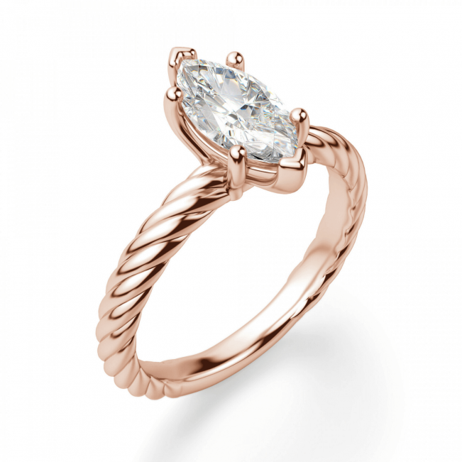 Кольцо с бриллиантом маркиз в розовом золоте - Фото 2