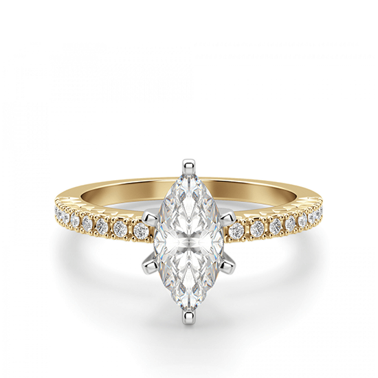 Кольцо с бриллиантом маркиз и паве, Изображение 1