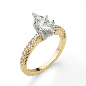 Кольцо с бриллиантом маркиз и паве - Фото 2