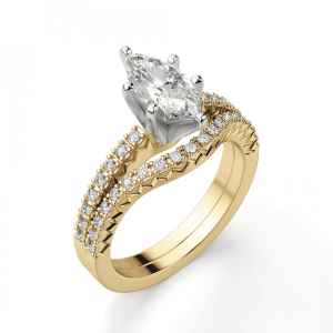 Кольцо с бриллиантом маркиз и паве - Фото 3