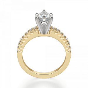 Кольцо с бриллиантом маркиз и паве - Фото 1