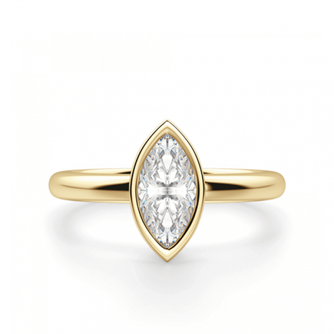 Кольцо с бриллиантом маркиз в желтом золоте