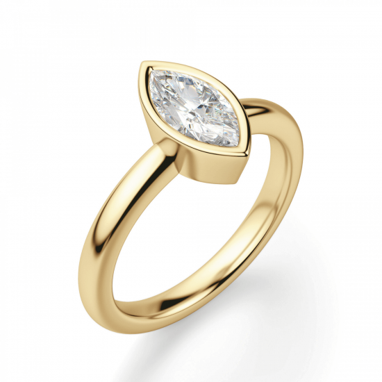 Кольцо с бриллиантом маркиз в желтом золоте,  Больше Изображение 3