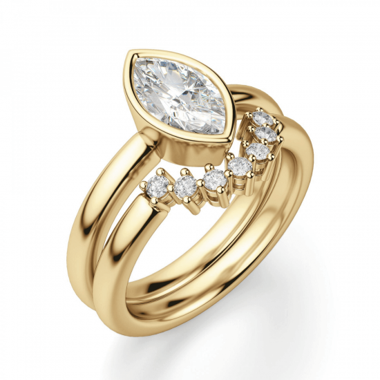 Кольцо с бриллиантом маркиз в желтом золоте,  Больше Изображение 5