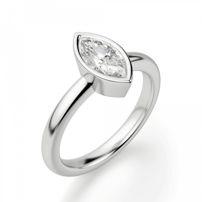 Кольцо с бриллиантом маркиз в белом золоте - Фото 2