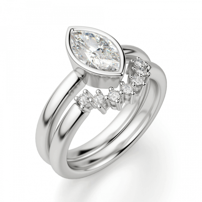 Кольцо с бриллиантом маркиз в белом золоте - Фото 4