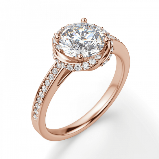Кольцо с бриллиантами из розового золота,  Больше Изображение 3