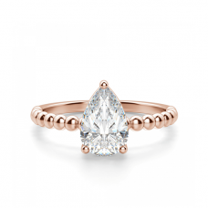 Кольцо с бриллиантом капля из розового золота